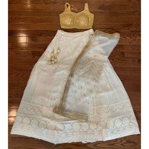 White and Gold Lehenga Choli
